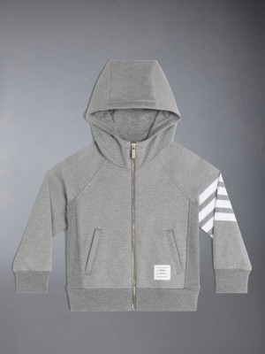 Cardigan Thom Browne Classic Loopback 4-Bar Full Zip Fille Grise | TML60Q06487