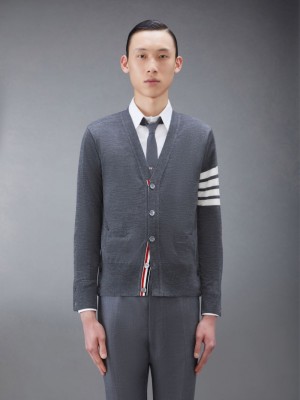 Cardigan Thom Browne Wool Classic V-Neck Homme Grise | NRS91A94755