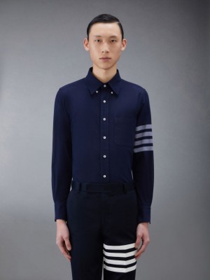 Chemises Thom Browne Flannel 4-Bar Homme Bleu | KII76A11827