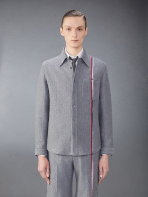 Chemises Thom Browne Knit Cotton Jacket Homme Grise | SDS27Z42961