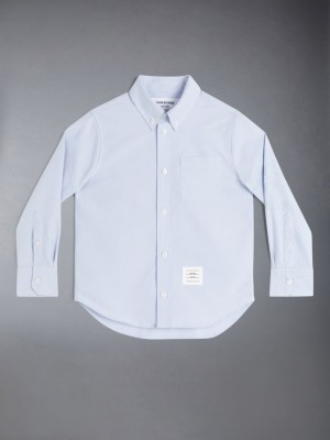 Chemises Thom Browne Oxford 4-Bar Garcon Bleu | QMW64U87501