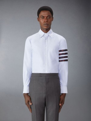 Chemises Thom Browne Oxford Rose 4-Bar Homme Bleu | KIW96U10727