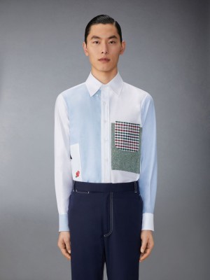Chemises Thom Browne Oxford Rose and Raven Patch Homme Bleu | NNL83T99676