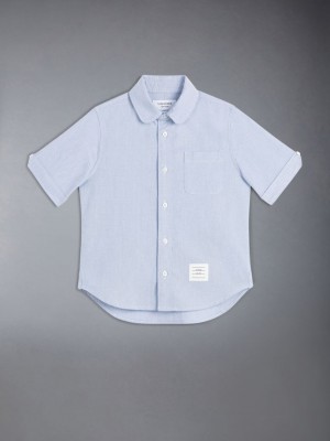 Chemises Thom Browne Oxford Round Collar Garcon Bleu | QJW08G82728