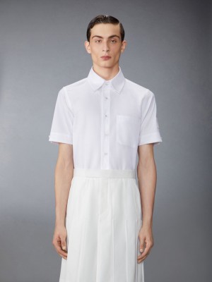 Chemises Thom Browne Oxford Self Tipping and Flag Patch Homme Blanche | NSY34M57108