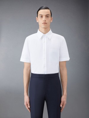 Chemises Thom Browne Oxford Short Sleeve Homme Blanche | RFF22E63423