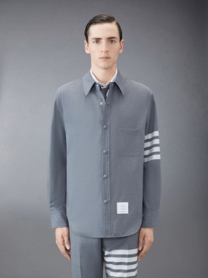 Chemises Thom Browne Plain Weave 4-Bar Jacket Homme Grise | BSZ52N66911
