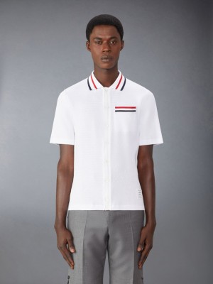 Chemises Thom Browne Pointelle Cotton Homme Blanche | LIG71Z41902