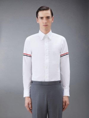 Chemises Thom Browne Poplin Armband Classic Homme Blanche | VIX78U10540