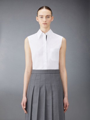 Chemises Thom Browne Poplin Sleeveless Femme Blanche | AIA45G36206