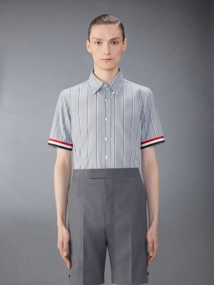 Chemises Thom Browne Poplin Striped Homme Grise | TTI74J01905