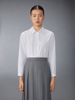 Chemises Thom Browne Poplin Tucked Femme Blanche | QFA79Q88795