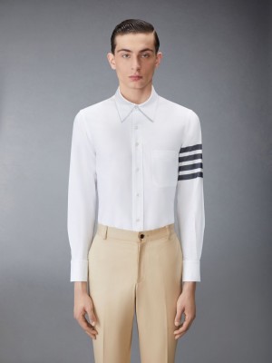 Chemises Thom Browne SOLID OXFORD 4-BAR POINT COLLAR Homme Blanche | JAR44L42274