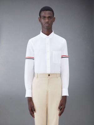 Chemises Thom Browne Seersucker Armband Homme Blanche | REG74N25407