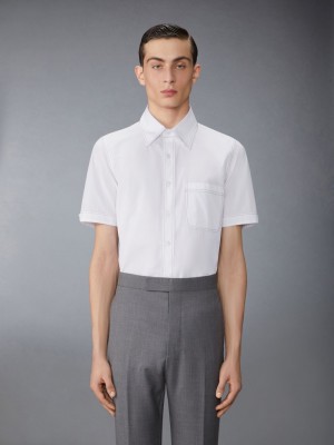 Chemises Thom Browne Solid Poplin Twin Needle Contrast Topstitching Homme Blanche | NOG34H96754