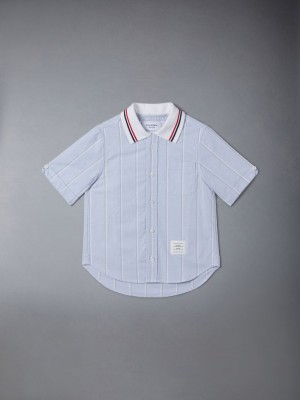 Chemises Thom Browne Stripe Oxford Polo Garcon Bleu | TGW15J49560