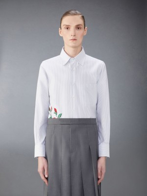 Chemises Thom Browne Stripe Oxford Rose Homme Grise | VTH81W74584