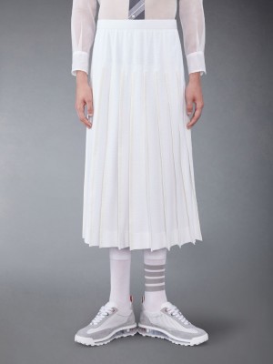 Jupes Thom Browne Cotton Seersucker Pleated Homme Blanche | AUS24V49184