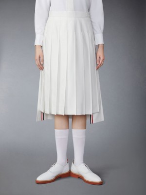 Jupes Thom Browne Typewriter Self Tipping Midi Pleated Femme Blanche | UDE17R90615