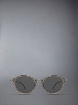 Lunette de Soleil Thom Browne Acetate And Titanium Round Femme Grise | YIM16F80245