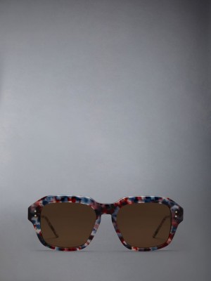 Lunette de Soleil Thom Browne Acetate Square Homme Multicolore | ZOL26M51842