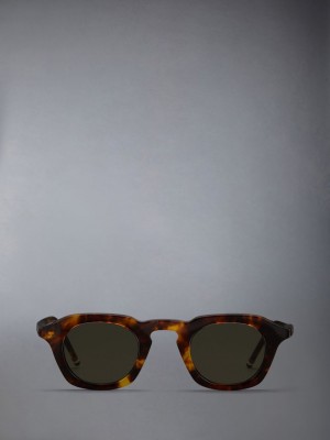 Lunette de Soleil Thom Browne Tortoise Acetate Oval Femme Marron | PPP07Q48632