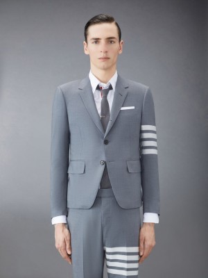 Manteaux Thom Browne Plain Weave 4-Bar High Armhole Sport Homme Grise | YKW86L65336