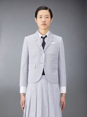 Manteaux Thom Browne Seersucker High Armhole Sport Femme Grise | KUJ85N53263