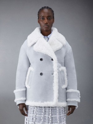 Manteaux Thom Browne Shearling Pea Femme Grise | JJA40K47397