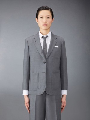 Manteaux Thom Browne Twill Sack Sport Femme Grise | BLX86T69943