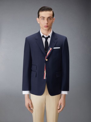 Manteaux Thom Browne Typewriter Cloth Grosgrain Placket Sport Homme Bleu | HEQ95B35558