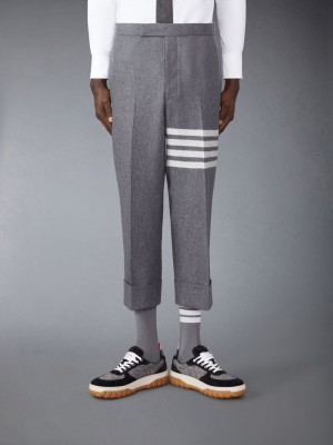 Pantalon Thom Browne Flannel 4-Bar Low Rise Backstrap Homme Grise | MIQ09A65709
