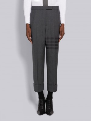 Pantalon Thom Browne Plain Weave 4-Bar Classic Backstrap Femme Grise | DWK34G80681