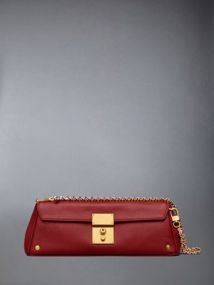 Pochettes Thom Browne Soft Pebble Grain Mrs.uette Femme Rouge | PZA58Q24634