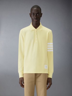 Polo Thom Browne 4-Bar long-sleeve Homme Jaune | NPI67H88063