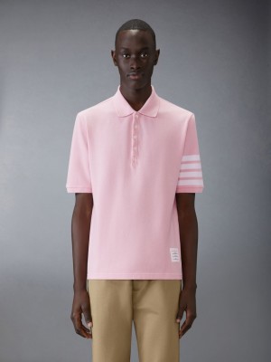 Polo Thom Browne Classic Pique 4-Bar Short Sleeve Homme Rose | CWC19H52784