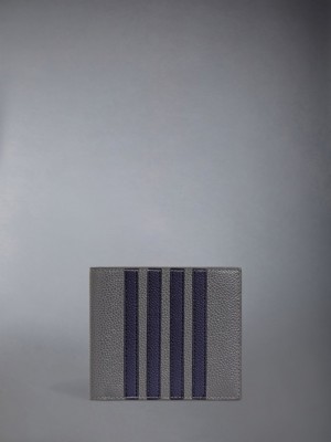 Portefeuilles Thom Browne 4-bar stripe bifold cardholder Homme Grise | RZN97Y04224