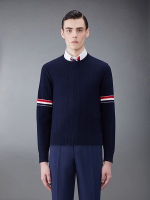 Pulls De Golf Thom Browne Wool Relaxed Homme Bleu | VKF42X55880