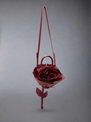 Sac Bandoulière Thom Browne Pebble Grain Rose Small Femme Rouge | OLM23H82384