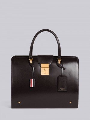 Sac Polochon Thom Browne Box Calf Leather Mr. Femme Marron | NVA53K48209