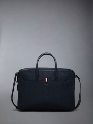 Sacs D'affaires Thom Browne Pebble Grain Leather Femme Bleu | RBQ38E38466