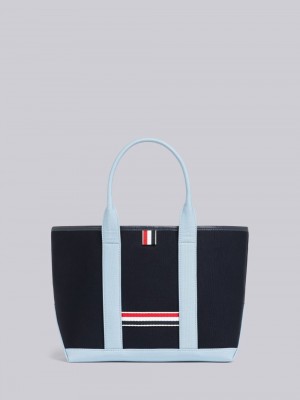 Sacs Fourre Tout Thom Browne Canvas Interlock Small Tool Homme Bleu | SMR91H99454