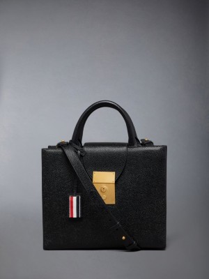 Sacs Fourre Tout Thom Browne Pebble Grain Small Mr. Femme Noir | SLN57X56893