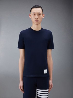 T Shirts Thom Browne CLASSIC PIQUE 4-BAR Homme Bleu | ISH45B44785