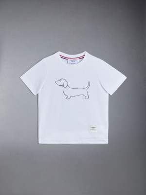 T Shirts Thom Browne Cotton Hector Fille Blanche | QCW54A48496