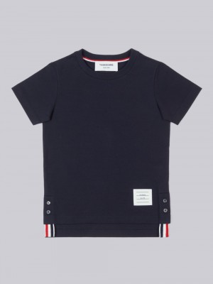 T Shirts Thom Browne Cotton Jersey Short Sleeve Fille Bleu Marine | XRX81O24699