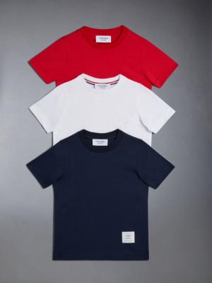 T Shirts Thom Browne JERSEY STRIPED Fille Bleu | FEY69N11204