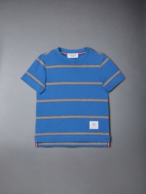 T Shirts Thom Browne Mid Weight Jersey Striped Fille Bleu | MLQ98J01605