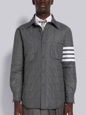 Vestes Thom Browne Poly Twill 4-Bar Down Shirt Homme Grise | TMJ91K58724