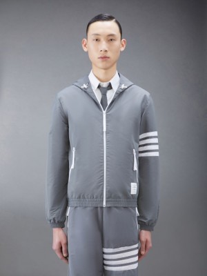 Vestes Thom Browne Ripstop Mesh 4-Bar Hooded Homme Grise | ENT13V23196